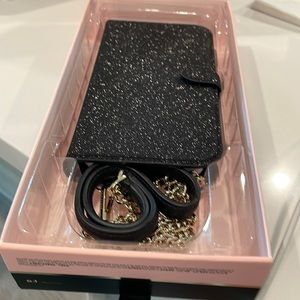 Kate Spade iphone 12 pro max black case with gold chain in box